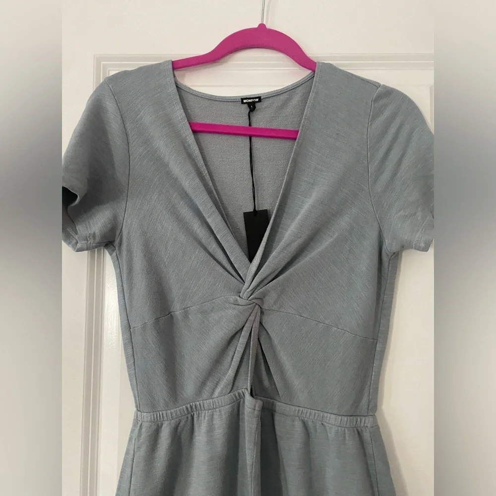 NWT Monrow Women’s Twisted Cutout French Terry Romper in Large